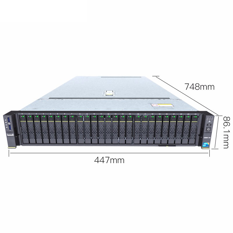 华为超聚变2288HV5服务器(2颗银牌4210R-10核2.4主频/128G内存/8块4T硬盘/Raid5/双口千兆