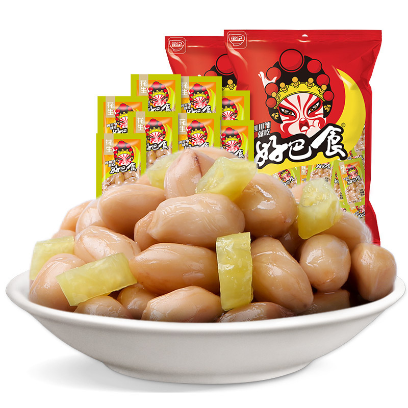 好巴食 川菜 泡椒花生409g*3休闲零食辣味零食下酒菜独立小袋装