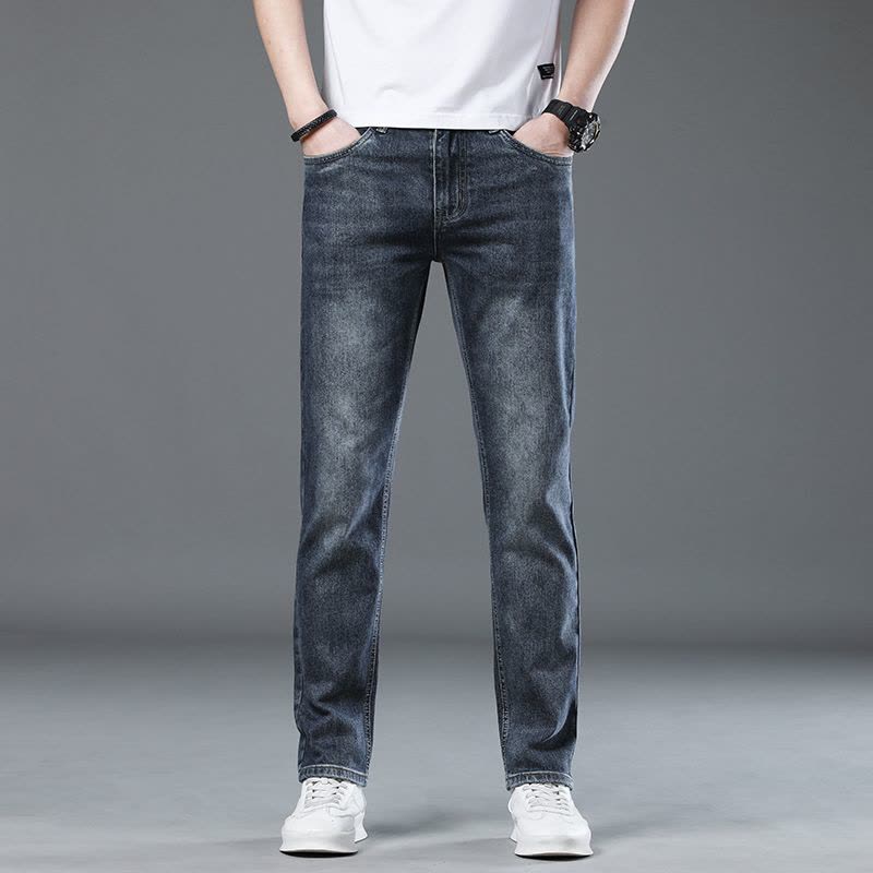 金盾(KIN DON)秋冬款厚款牛仔裤男直筒修身裤冬天纯棉男裤新款休闲裤潮流男士长裤子图片