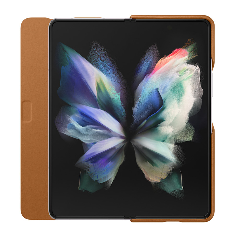 三星Galaxy Z Fold3 5G原装真皮翻盖保护套W2022 F9260手机折叠屏手机套 柔软真皮保护壳手机壳正品