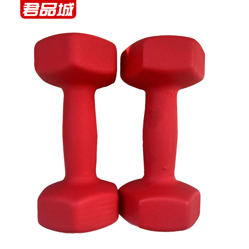 君品城 浸塑哑铃(红色)5kg*2 一对