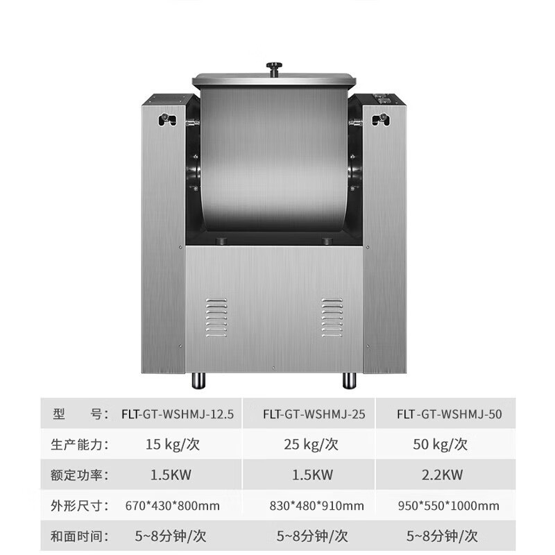 芙伦特商用和面机 商用低音和面机25kg不锈钢电动面粉搅拌机拌面机拌馅机低音和面机 FLT-GT-WSHMJ-12.5高清大图