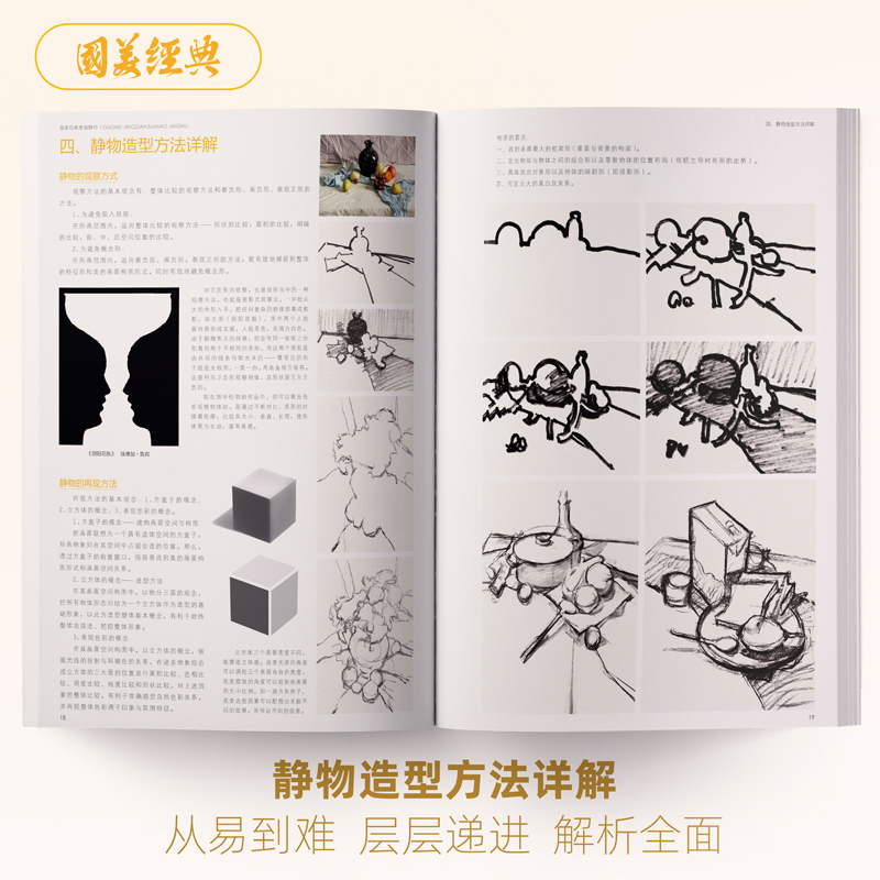 [正版]国美经典素描静物临摹书籍精选画册范本美术生对临考级艺考零基础入门教程学材照片对画联考