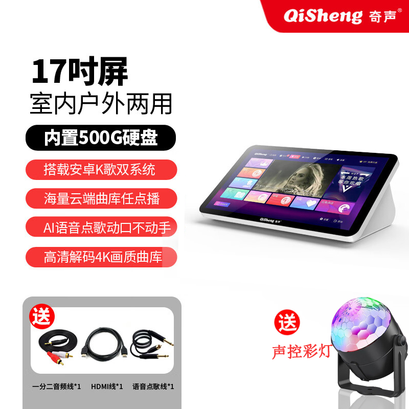 奇声专业点歌机语音点歌扫码点歌智能点歌机触摸屏点歌台家用 17英寸台式-内存500G