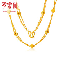 梦金园金项链 足金999双层链子串珠套链锁骨链女款
