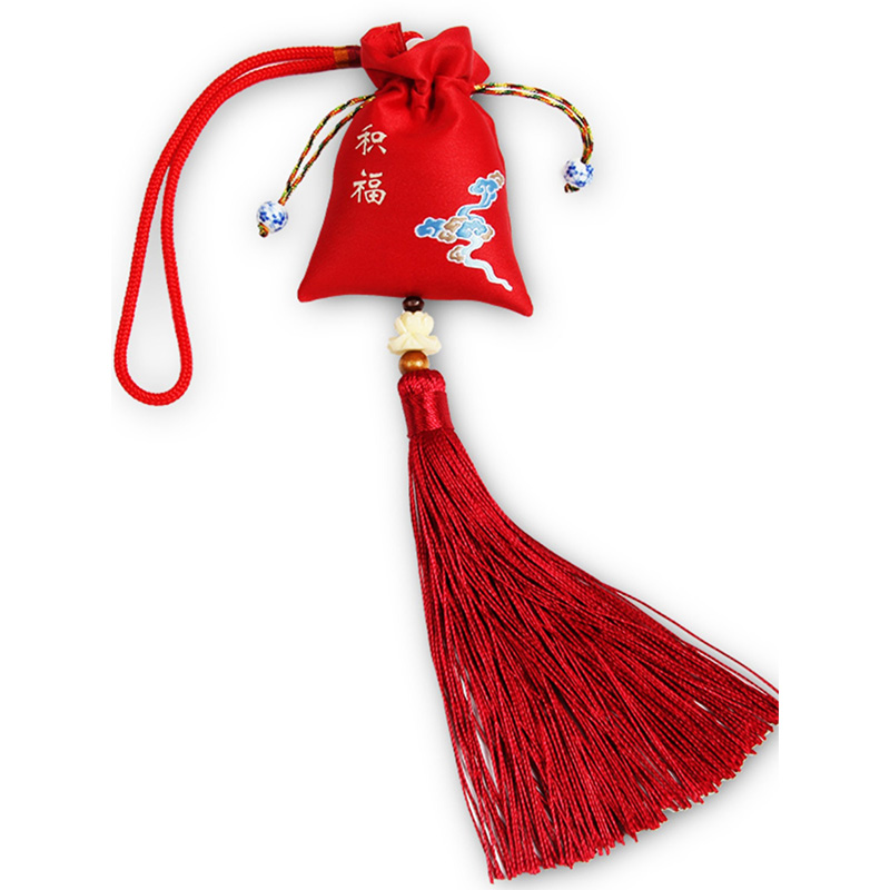 智美环球 古风香囊福袋红色艾叶香包 10个 8.5x5.5cm