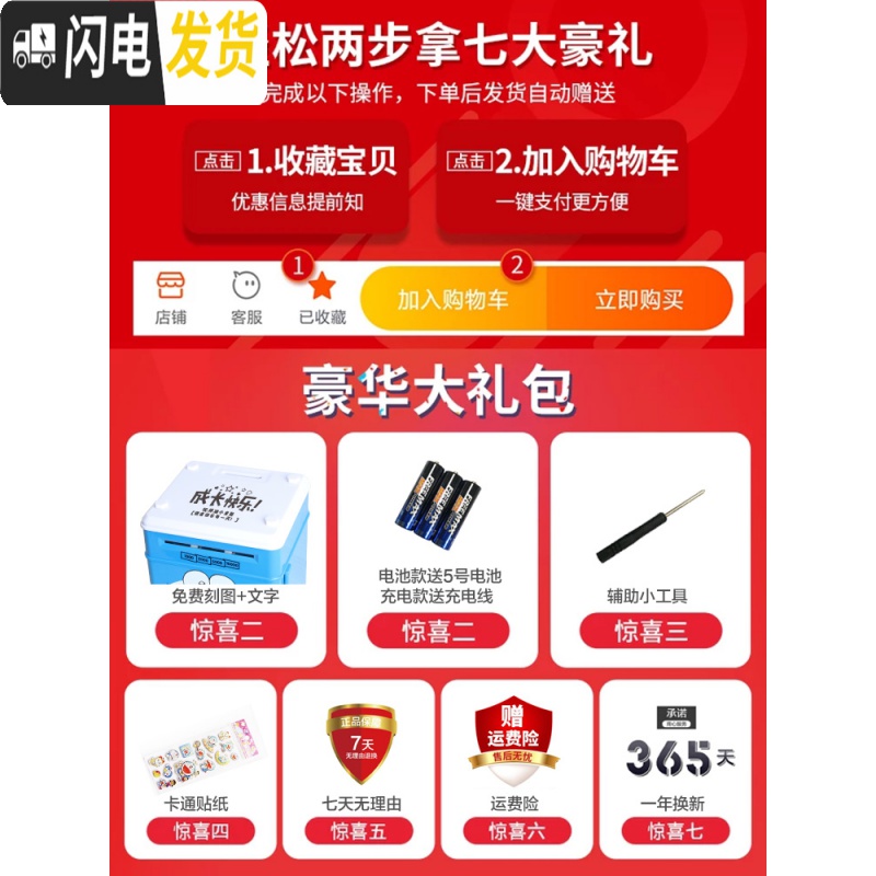 三维工匠网红生日抖音款可存可取储蓄罐儿童指纹存钱罐女生可爱密码箱 幸福猫-故事电池版高清大图