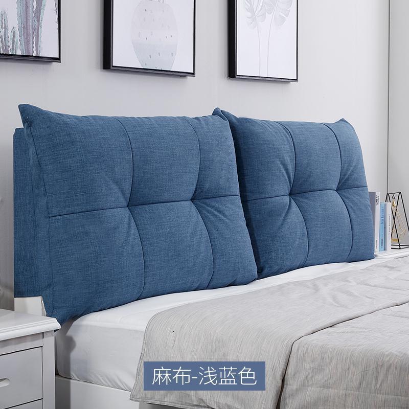 家柏饰(CORATED)床头靠垫软包大靠背靠枕卧室实木床上榻榻米布艺可拆洗定制 亚麻浅蓝色 90X60cm【默认有床头使用无床头备注】