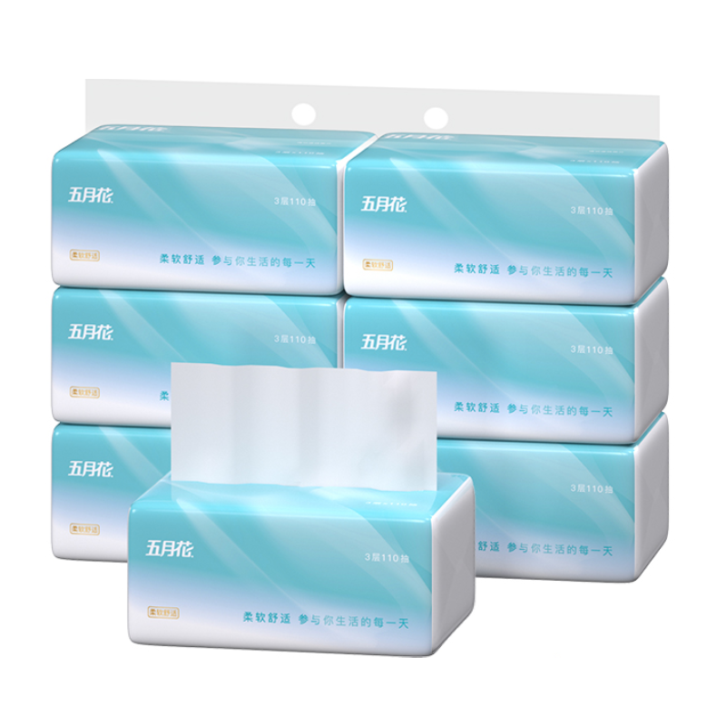 五月花抽纸3层110抽6包纸巾餐巾纸面巾纸家用卫生纸实惠装报价 参数 图片 视频 怎么样 问答 苏宁易购