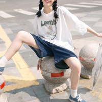 唐狮 短袖T恤女夏季新款正肩上衣圆领俏皮可爱清新小衫ins
