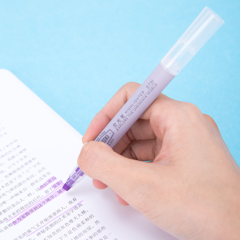 得力S731荧光笔(紫)记号笔 标记笔 涂鸦笔 办公学生文具 起订数量1728支