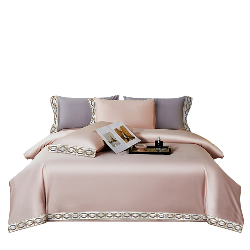 金丝莉(kintheri)至尊全棉60支贡缎四件套 至尊-粉 200x230cm