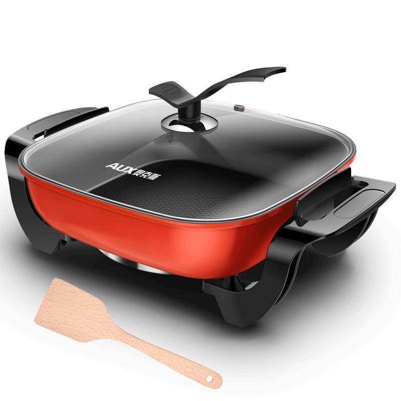 奥克斯(aux)电火锅多功能炒锅电热锅家用煮饭炒菜一体锅蒸煮学生电热