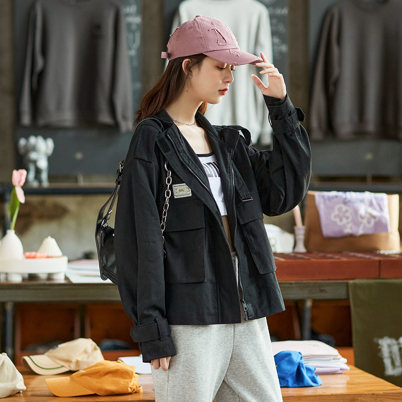 唐狮春秋新款外套女宽松百搭in潮酷宽松休闲韩版上衣薄款