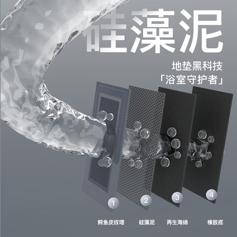 京城派 浴室地垫卫生间硅藻泥软吸水脚垫子厕所浴室门口防滑地毯家用卫浴家用速干软地垫洗手台厕所门口防滑垫脚垫