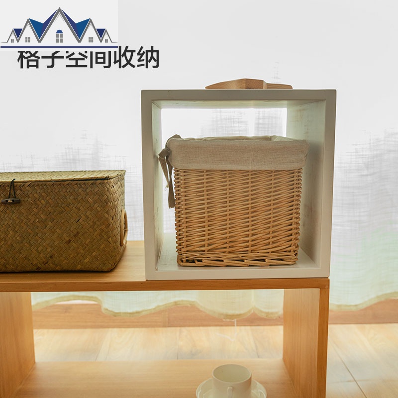 梵鱼 藤编桌面收纳筐 编织衣服收纳箱整理箱零食玩具收纳盒小号 三维工匠高清大图