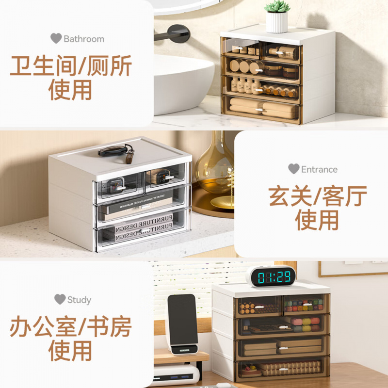 金隆兴抽屉式桌面文件收纳柜办公桌面小物件收纳柜高颜值A4资料档案透明文具储物柜抽屉式桌面文件整理盒高清大图