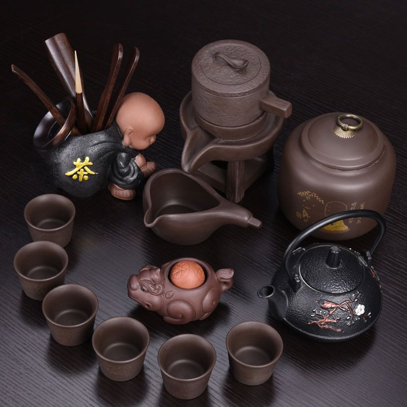 时和岁稔自动茶具-简装 融豪紫砂自动茶具套装家用懒人防烫茶器功夫