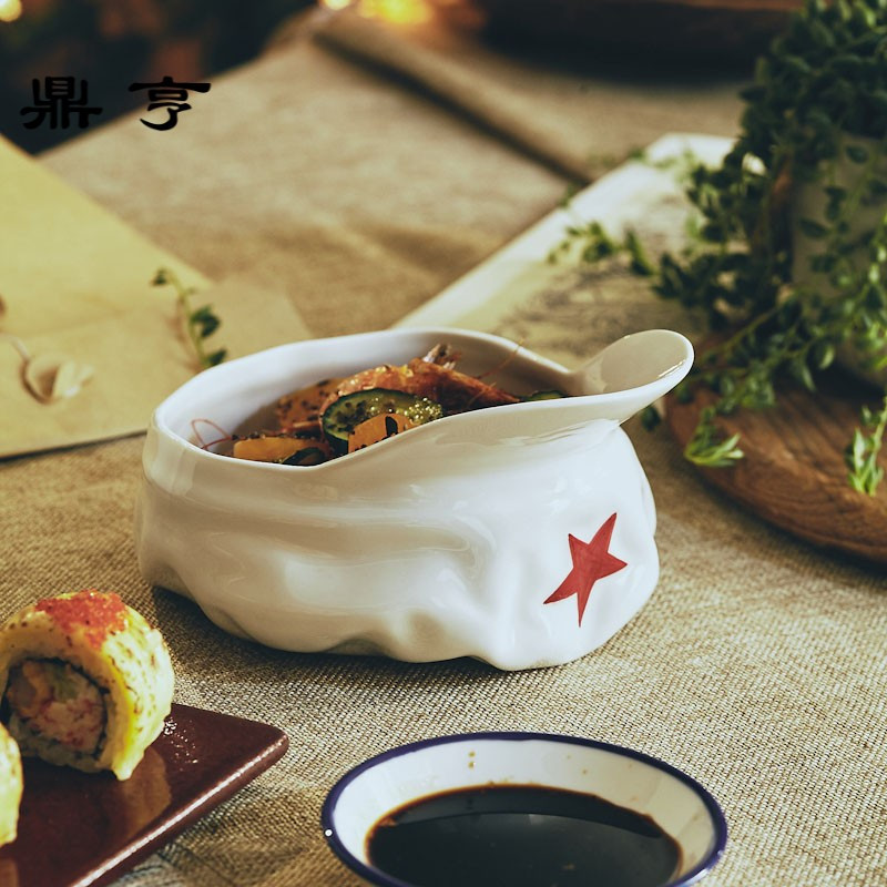 鼎亨原创红军帽餐盘家用个性酒馆餐馆菜盘创意餐具不规则汤