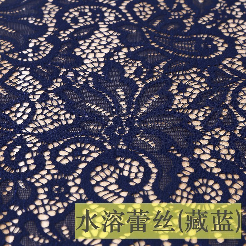 家柏饰(CORATED)水溶蕾丝布料面料 镂空立体花服装刺绣花夏季 连衣裙布料 浮雕酒红/半米价高清大图