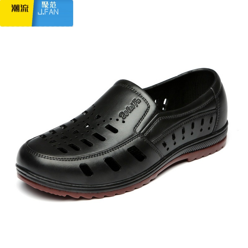 聚范夏季凉鞋透气网眼洞洞鞋夏天凉鞋软底耐磨工作休闲轻便胶鞋男鞋子高清大图