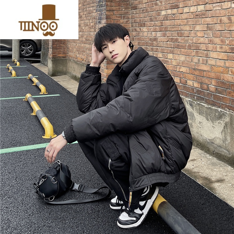 YANXUCLXR2023冬季纯色加厚立领棉衣男宽松百搭棉袄休闲羽绒服棉服外套高清大图