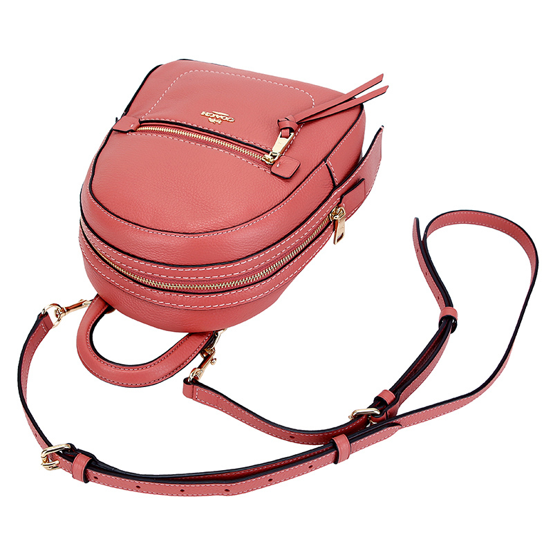 COACH 蔻驰 奢侈品 欧美时尚女士桃红色皮革单肩双肩两用包拉链女双肩包