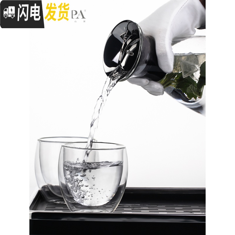 三维工匠冷水壶套装耐热高温玻璃扎壶丹麦SOO大容量水杯家用凉水壶 小号锥形+2杯[2人世界](送清洗套2)凉水壶高清大图