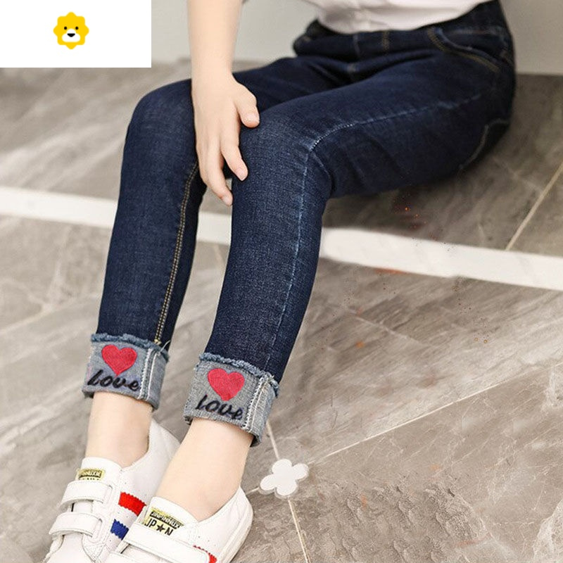 喻娄女童牛仔裤春秋20新款洋气中大童装女童裤子宝宝小女孩儿童长裤报