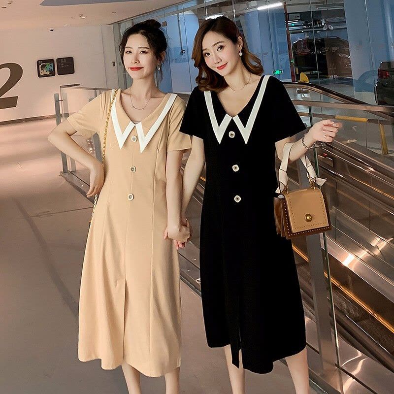 迪鲁奥（DILUAO)哺乳衣外出夏宽松孕妇装夏装外出2021新款孕妇连衣裙中长款时尚潮妈孕妇裙子夏季透气图片