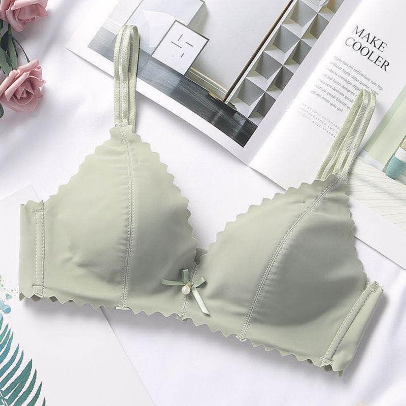 浅绿色(单件) 32/70ab 内衣女文胸薄款聚拢上托无钢圈无痕高中大学生