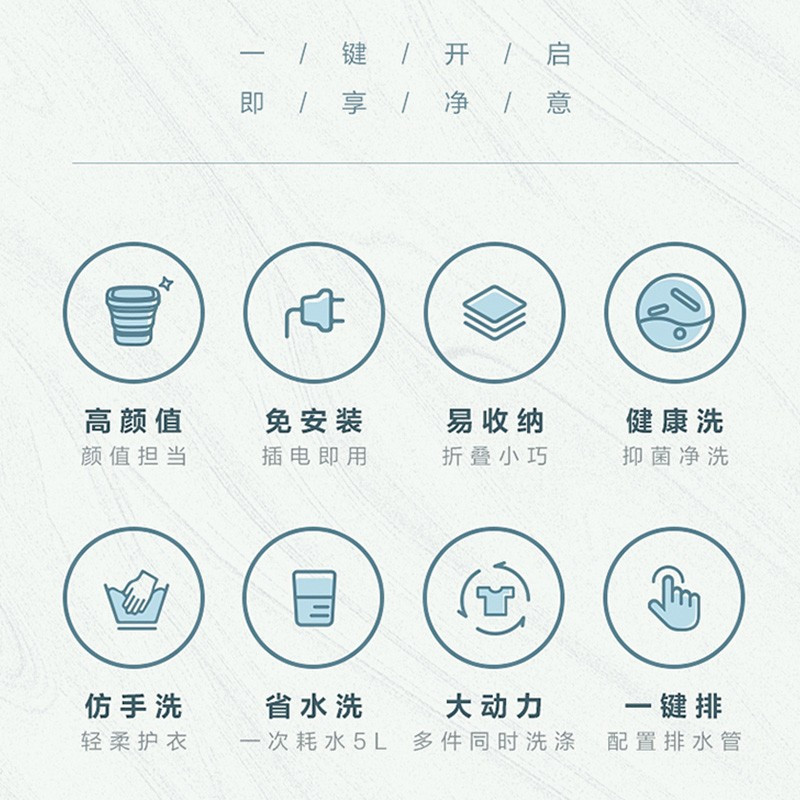 美的(Midea)迷你折叠洗衣机 便携式小型洗宝宝衣物袜子内衣内裤神器 租房宿舍出差专用 MX-XB01-陶瓷蓝