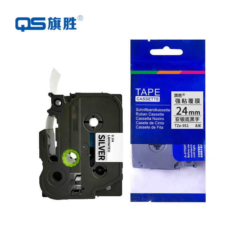 旗胜标签色带24mm亚银底黑字TZe-951个高清大图