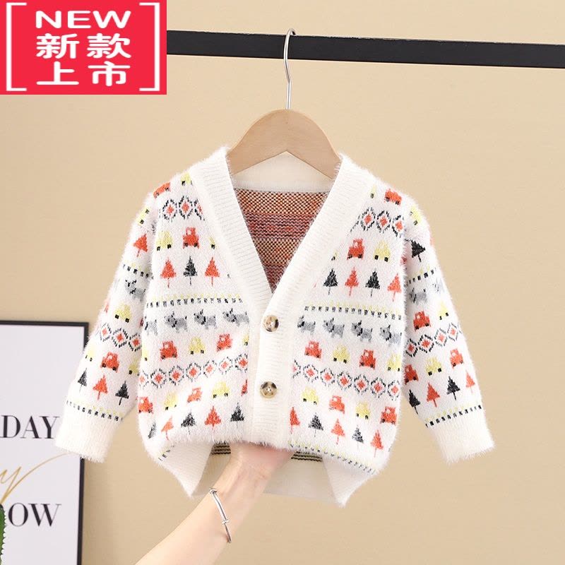 可莉允女童开衫毛衣春秋季童装儿童女宝宝卡通翻领针织衫外套上衣图片