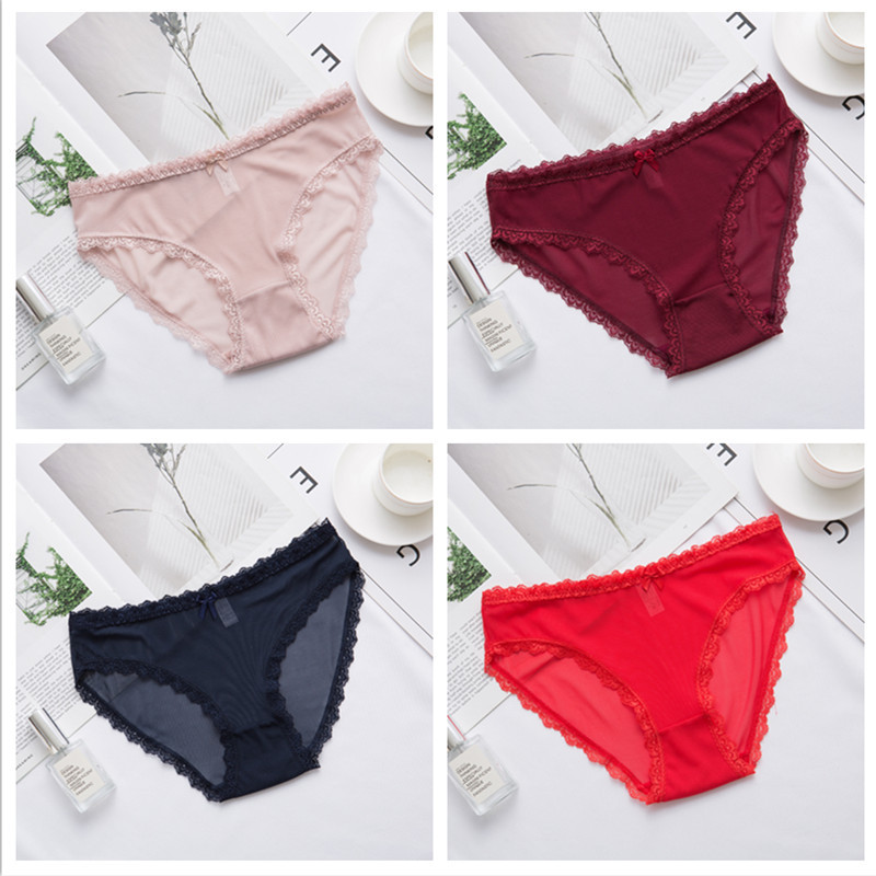 恋名媛内裤女蕾丝网纱棉裆日系性感超薄透气中低腰女式三角短裤头内裤