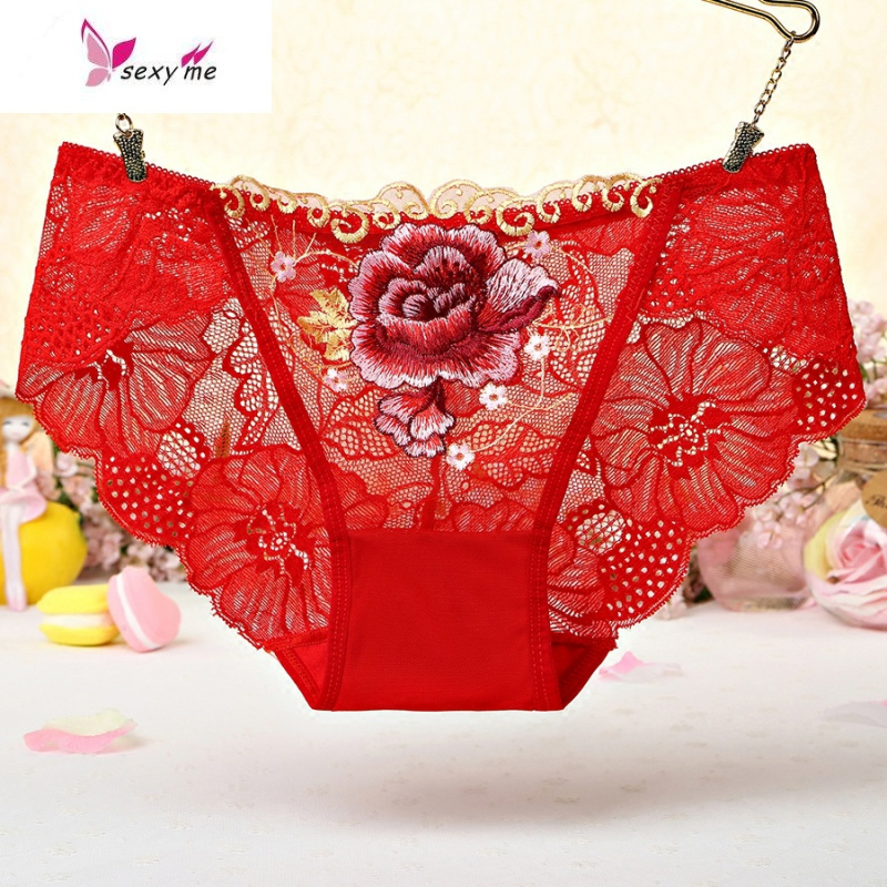 性感内裤女夏季薄款透气超薄蕾丝刺绣大码女士裤头性惑fishbasket