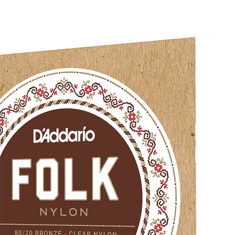 达达里奥(D’Addario) EJ33美国进口民谣吉他尼龙琴弦Folk Nylon黄铜透明低音弦 较细