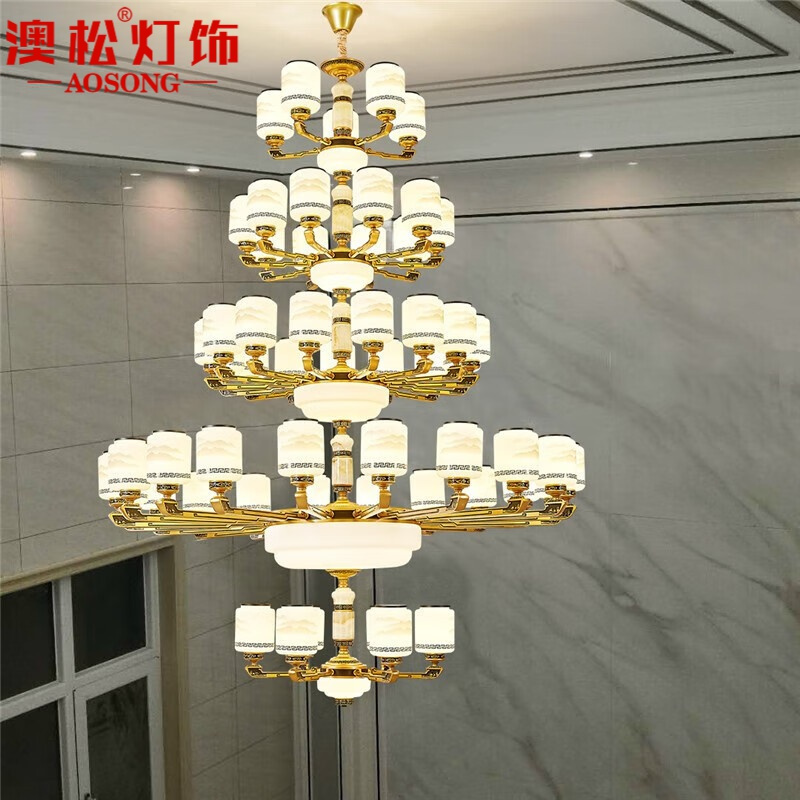 澳松新中式别墅大吊灯轻奢大气挑空复式楼客厅中空跃层锌合金餐厅卧
