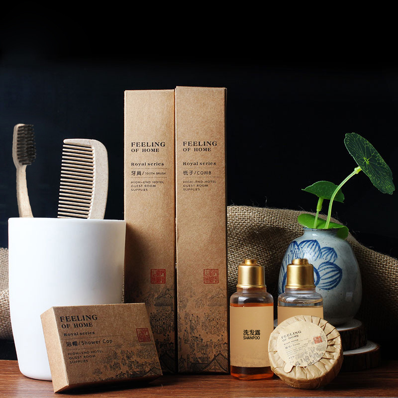易旅五星级酒店民宿一次性洗漱用品套装宾馆客房专用牙刷拖鞋防滑(50件)-浴帽高清大图
