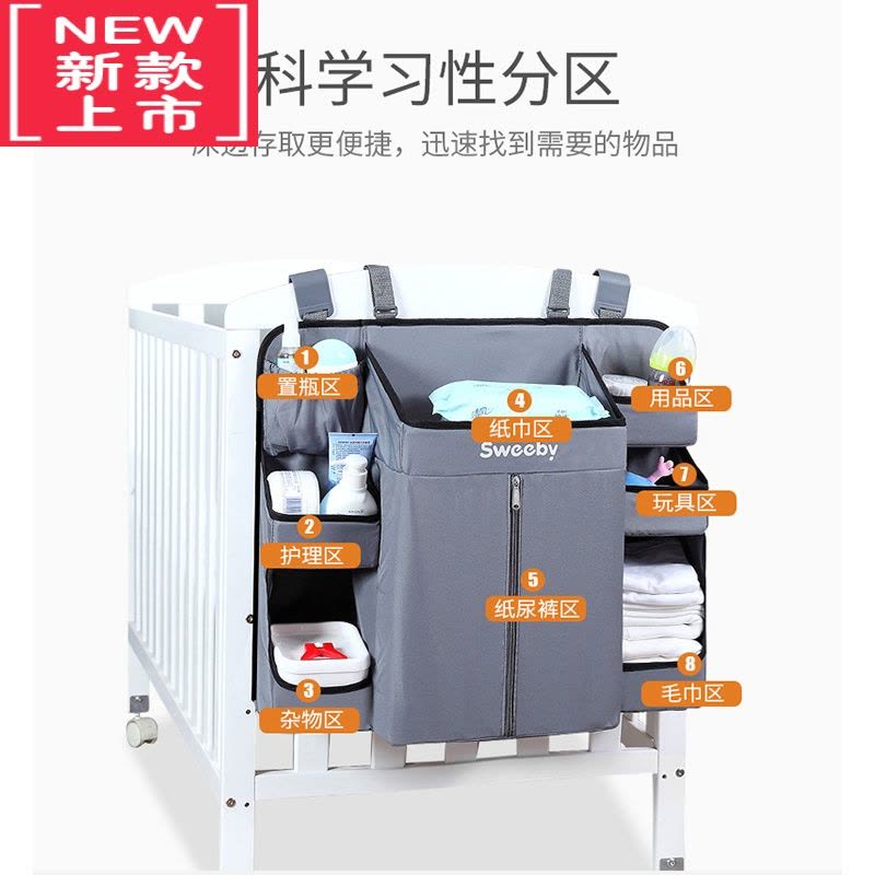 可莉允婴儿床收纳袋挂袋床头尿布袋床边收纳婴儿置物袋整理储物袋图片