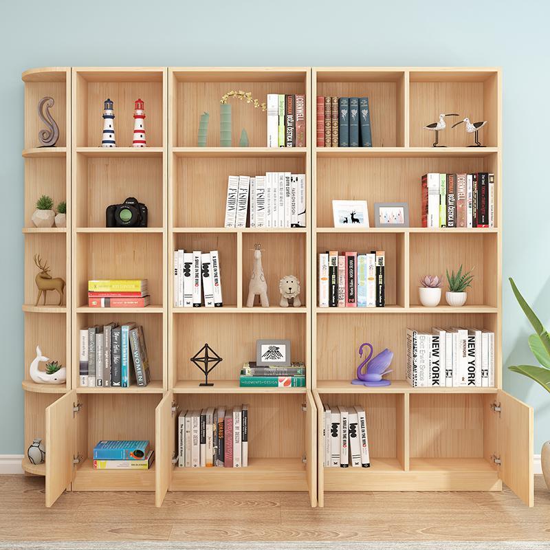 木书柜儿童书架儿客厅家用自由组合格子柜松木储物柜带收纳柜(新)定制