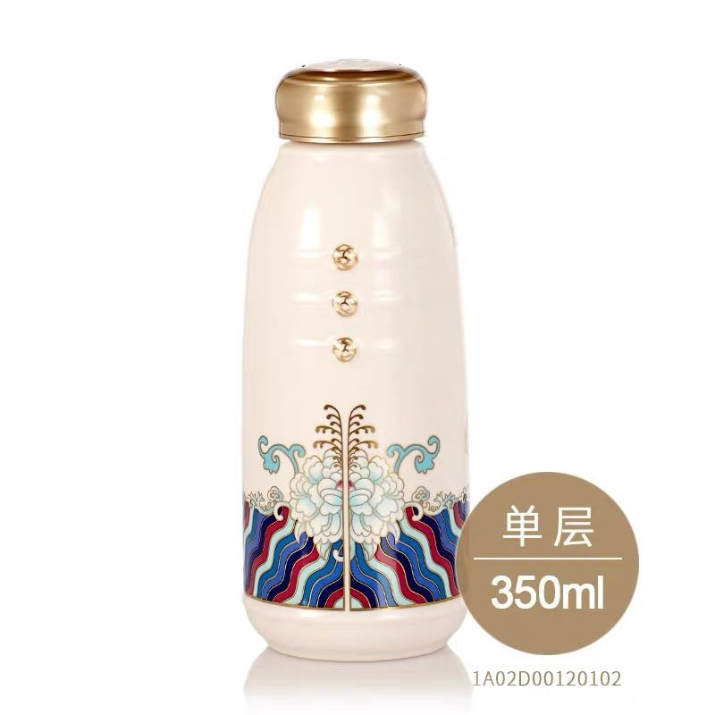 活瓷(LIVEN)锦上添花随身杯 (小) 粉红+彩釉贴花+鎏金350ml