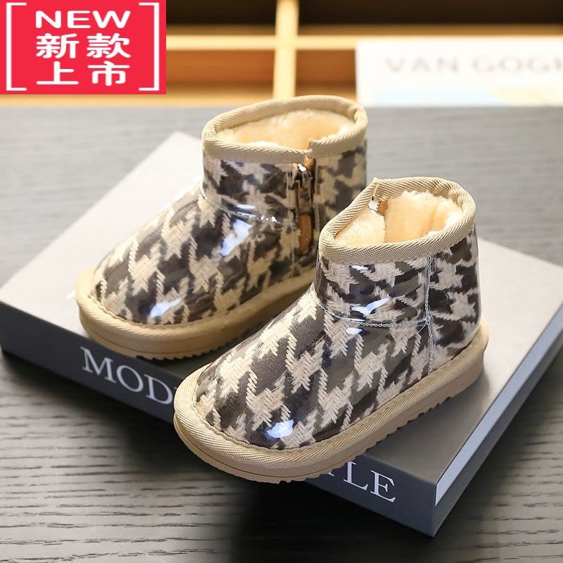 可莉允儿童雪地靴2022年新款冬季女童加绒加厚雪地棉中大童男童防水短靴图片