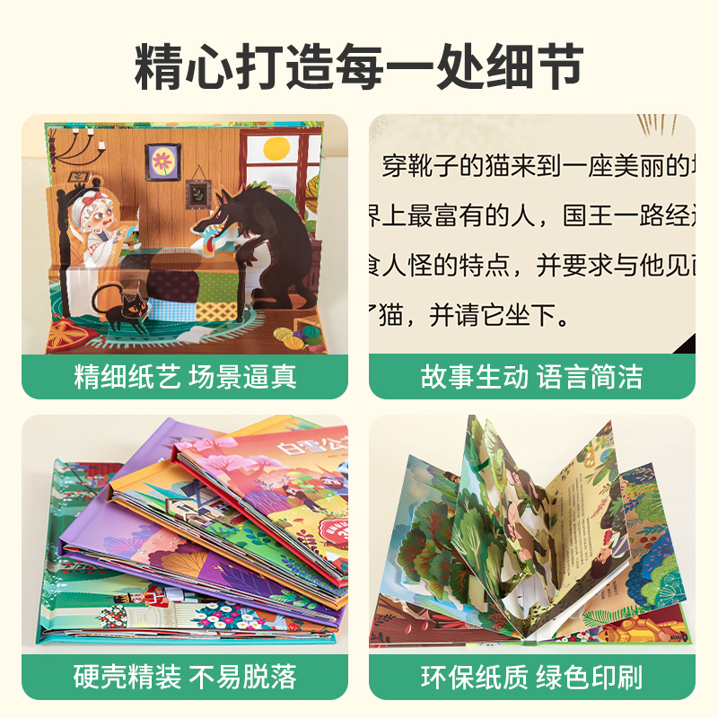 小红帽 3D立体绘本书 [正版]格林童话立体剧场书籍 迪士尼童话故事书3d立体翻翻书3-6-8岁灰姑娘白雪公主小红帽睡美