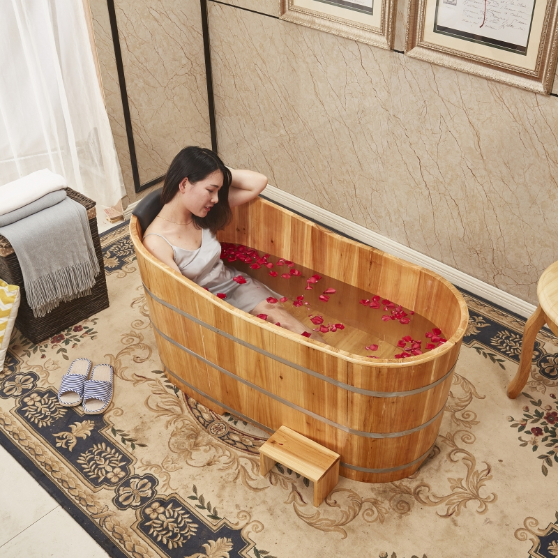 泡澡木桶浴桶大人家用洗澡桶药浴盆带盖成浴缸闪电客熏蒸院