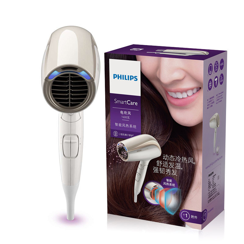 飞利浦(Philips) 电吹风 智能风热系统 双倍负离子护发 冷热风护发 6档可调风速1600W功率 BHC201高清大图