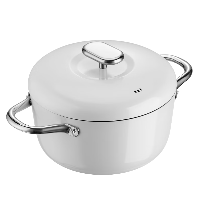 德世朗小满钛陶瓷无油烟不粘汤锅 白色 20cm
