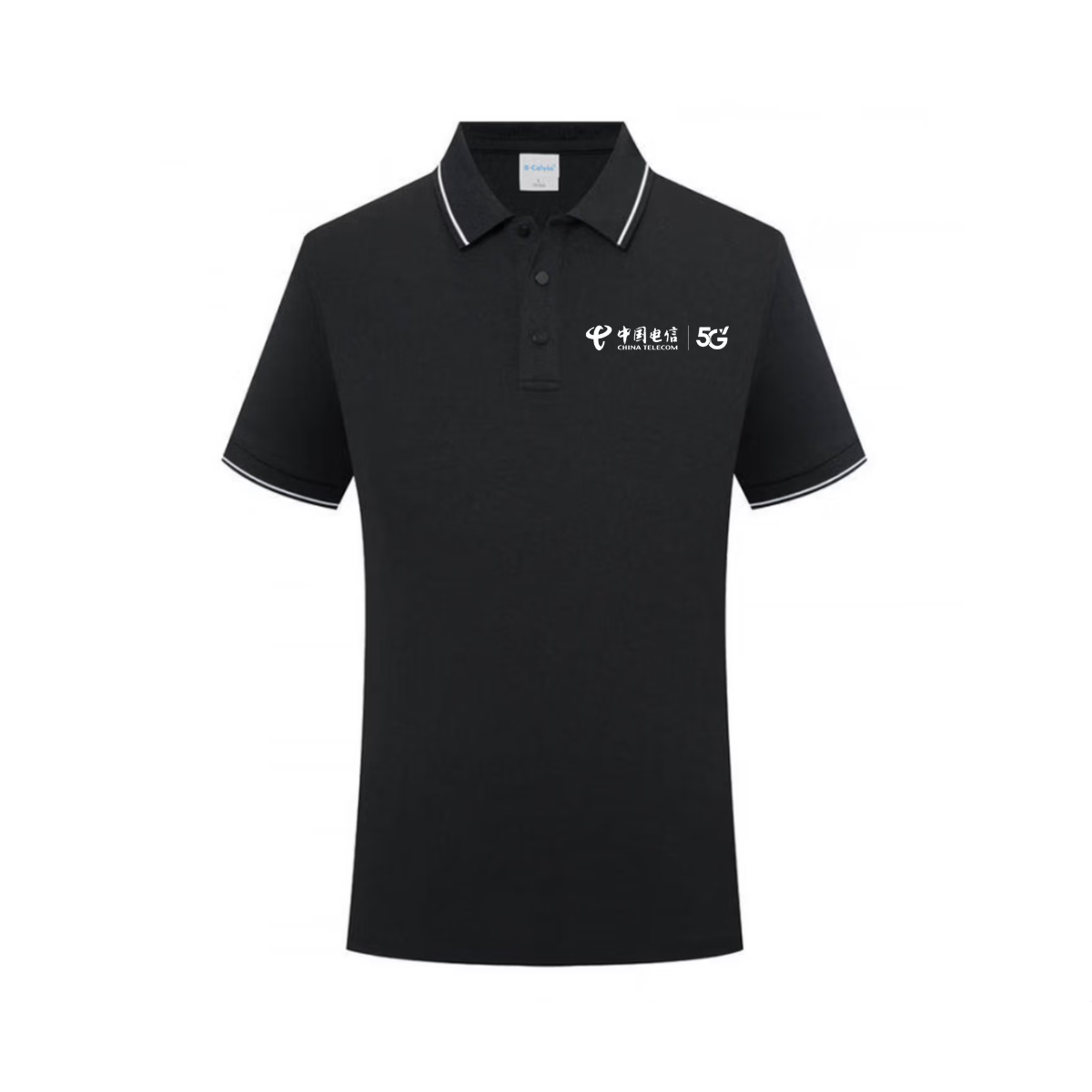 Soft Bloom冰丝文化团服POLO衫广告衫 双拼藏青白色