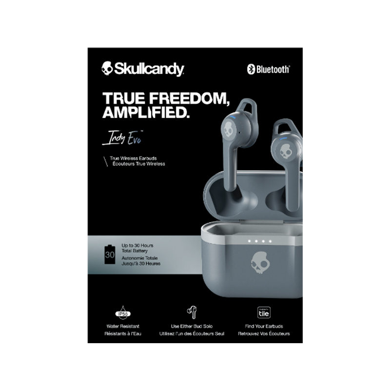 Skullcandy 骷髅头INDY EVO真无线蓝牙入耳式耳机 运动跑步健身耳机IPX55防水防汗 灰色