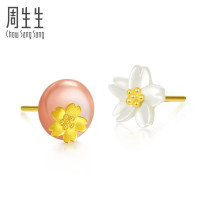 周生生(CHOW SANG SANG)黄金足金吉祥系列樱花耳钉90322E定价